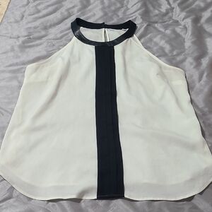 New York & Company Black and White Sleeveless Blouse